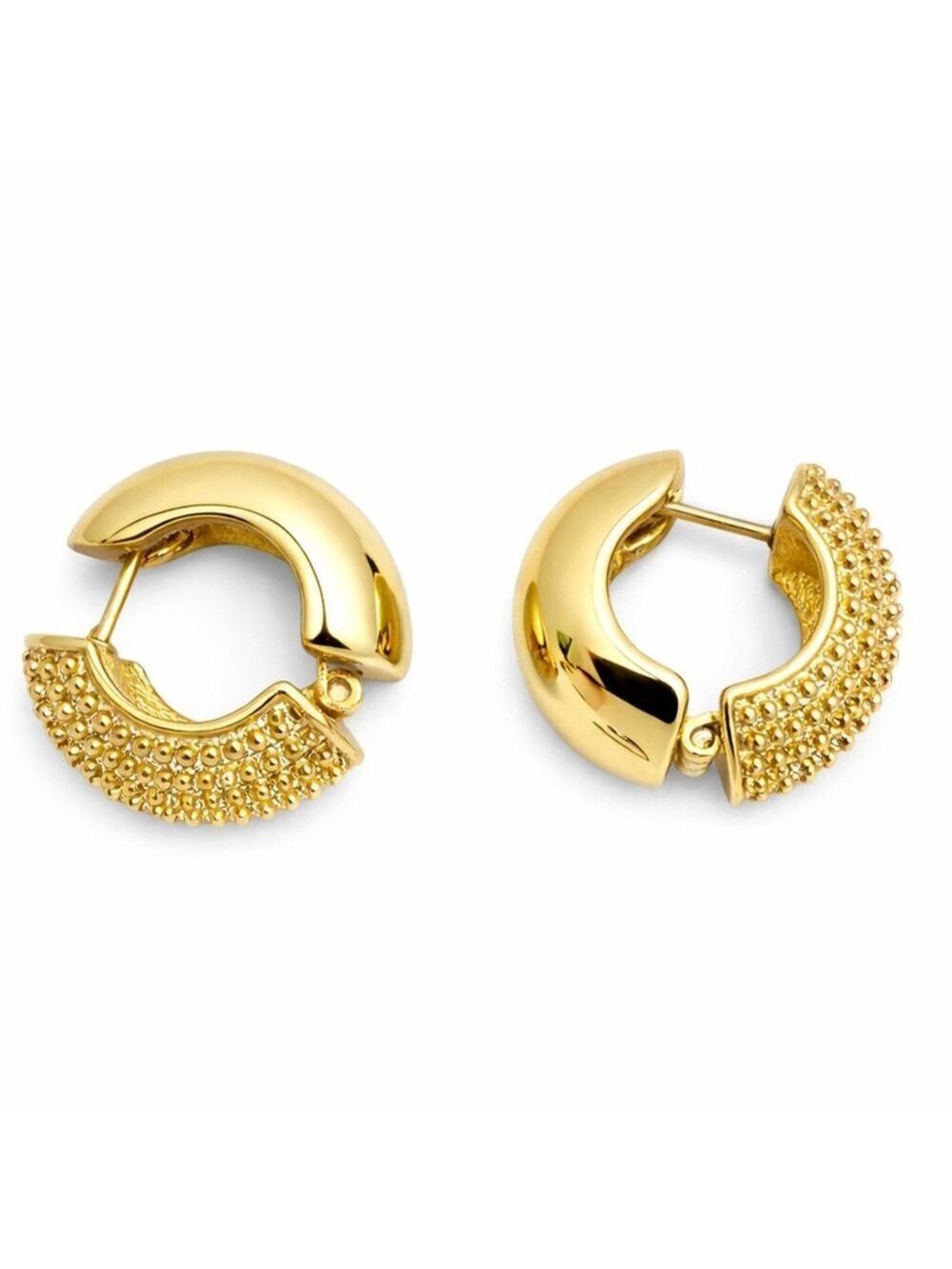 E. Pearl Gold Plated Huggie Earring